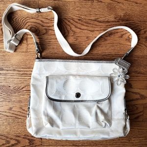 Coach  Signature C Kyra White Crossbody Bag  Purse Canvas Logo Daisy